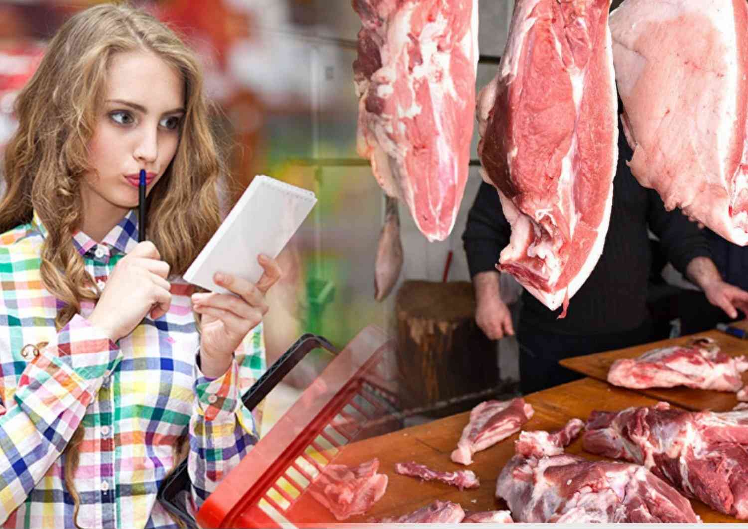 выбор мяса на рынке